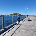 Robert looking across to the marina