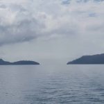 Looking back to Hook (left) and Whitsunday (right) islands