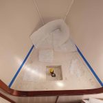 Cutting strips of fibreglass