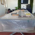 Using books to hold the pattern down